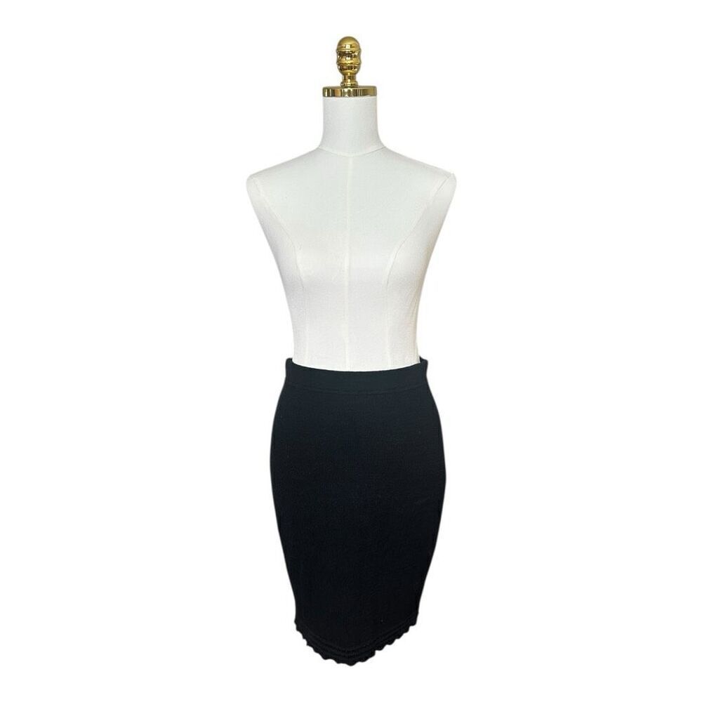 Vintage St John Collection by Marie Gray Santana Skirt Black w/Scalloped Hem
